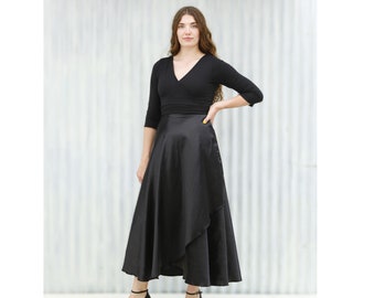 Hemp Silk Wrap Dress, Ethical Formal Gown, Handmade in Michigan