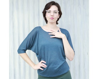 Loose Fit Linen Top // Relaxed & Lightweight Fit  // Made from 100% Linen Knit // Handmade in Michigan by Yana Dee Ethical Apparel