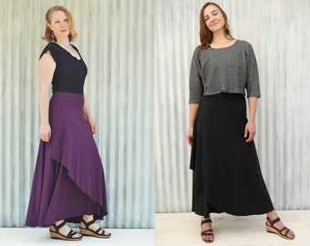 Long Stretchy Wrap Skirt- Made in Michigan from Bamboo or Soy & Organic Cotton Jersey