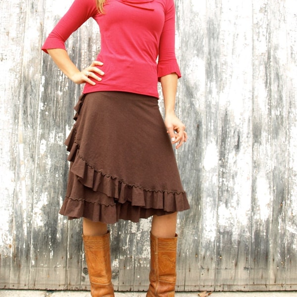Hemp Skirt with Wide Waistband and Ruffle // Organic and Comfortable // Handmade in Michigan by Yana Dee Ethical Apparel