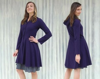 Organic Hooded Dress Coat // Flattering, Functional, and Comfortable Outer Layer for Every Occasion // Handmade in Michigan by Yana Dee