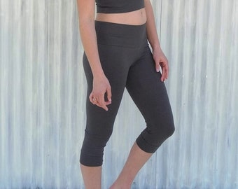 Hemp Yoga Capris, Organic Cotton Blend, Handmade Leggings