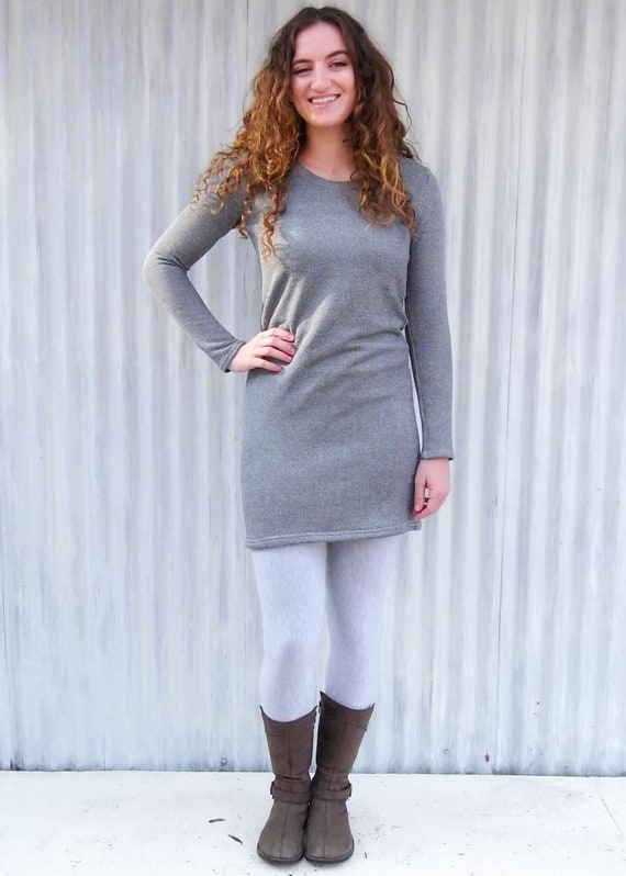 Gray Sweater Dress Pullover Tunic Dress Custom Made in | Etsy