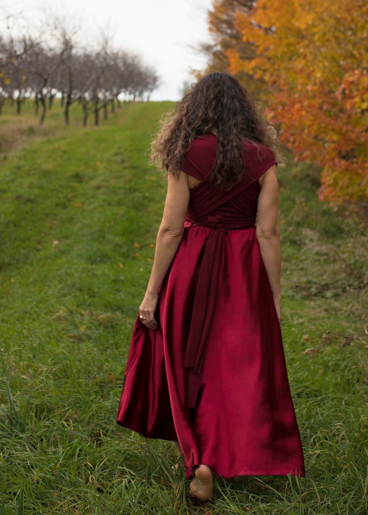 hemp silk dress Hemp Silk Maxi Dress, Multiway Wrap Dress - Handmade Ethical Apparel