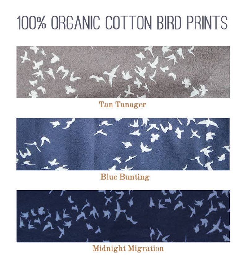 Organic Cotton Bird Wrap Skirt // Midnight Blue Midi Wrap Skirt with Bird Print // Handmade in Michigan by Yana Dee Ethical Apparel image 6