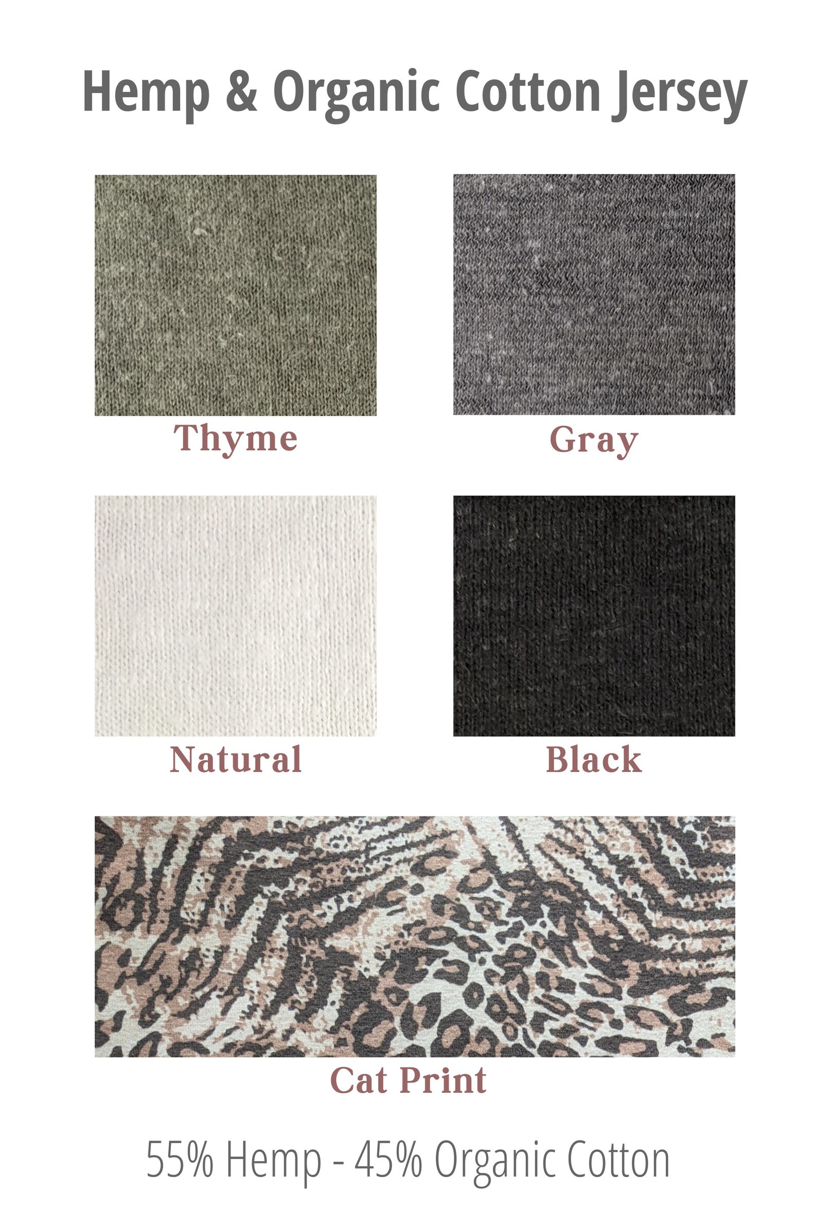 Hemp Color Code Fabric Color Samples: Organic Cotton, Hemp, Soy Jersey - Etsy
