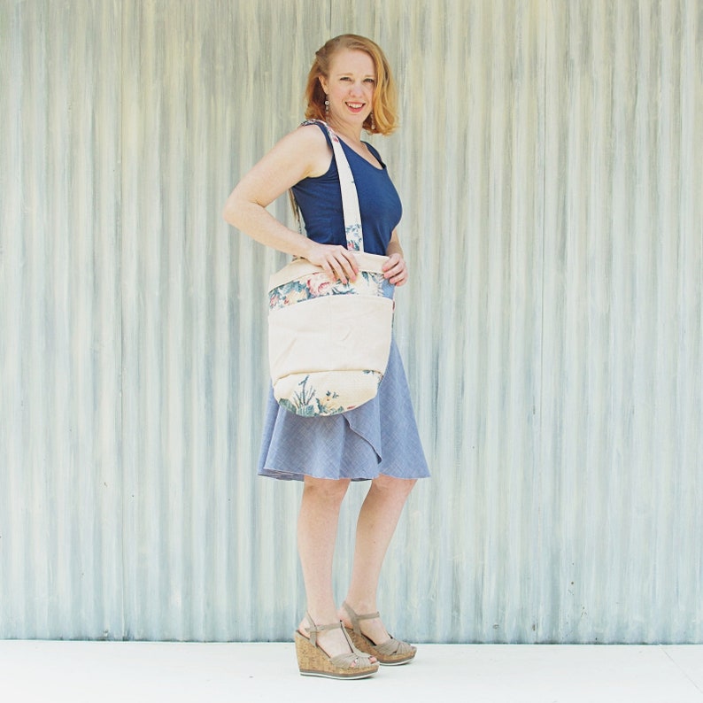 Beach Travel Bag  Handmade in Michigan by Yana Dee Salvaged Market Bag With Wide Straps /& Pockets  Sturdy Grocery Shopping