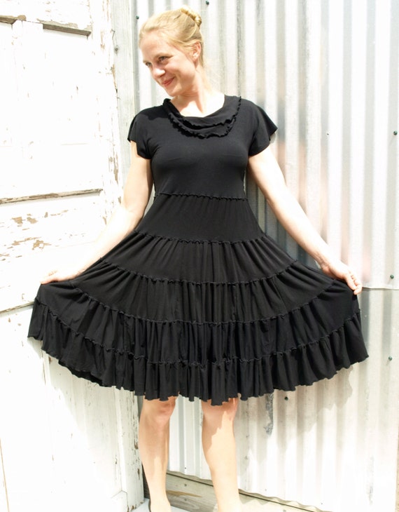 Peasant Tier Babydoll Dress with Cap Sleeve and Cowl Neck Etsy