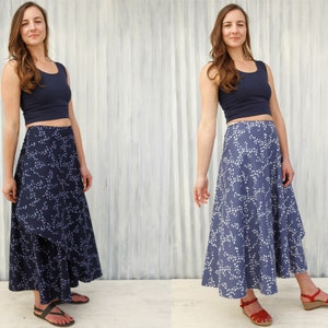 Long Bird Print Summer Wrap Skirt - Made in Michigan from 100% Organic Cotton