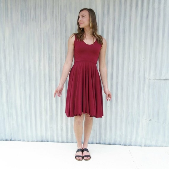 Organic Cotton Circle Dress: Lined Bodice, Handmade Midi Tank Dress