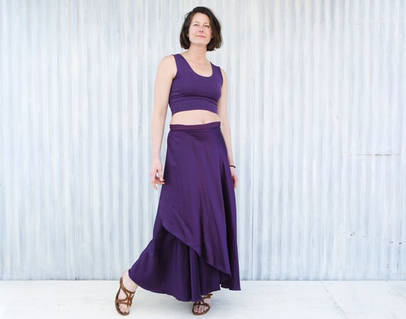 Hemp Silk Wrap Skirt, Asymmetrical Bias Cut, Custom Made