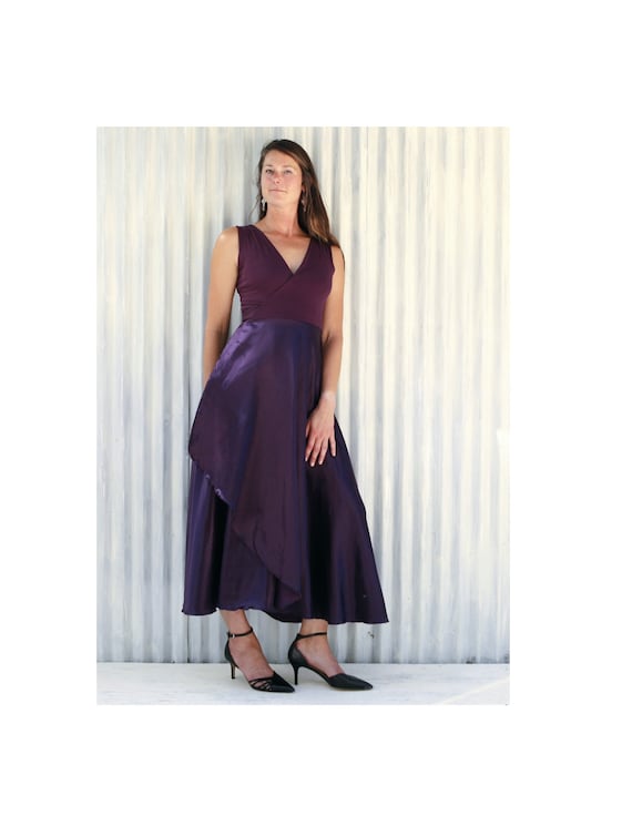 hemp silk dress Hemp Silk Maxi Wrap Dress, Organic Cotton Bodice, Handmade