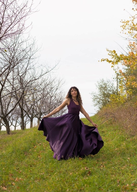 Hemp Silk Maxi Dress, Convertible Infinity Gown, Handmade to Order