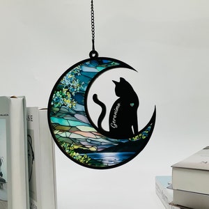 Personalized Cat Memorial Suncatcher, Gift For Cat Lovers, Cat Loss Gift, Loss of Pet Sympathy Gift, Handcrafted Suncatchers