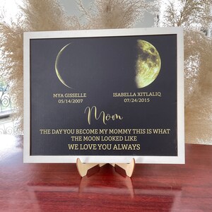 Personalized Moon Phase Frame sign , Personalized Mother Day Gift, Custom Moon Phase Print, The Day You Were Born Gift, Gift for Mom