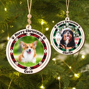 Personalized Dog Photo Ornament, Custom Pet Christmas Gift, Wooden Pet Keepsake, Dog Lover Ornament, Pet Memorial Decoration, Holiday Gifts