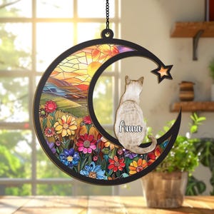 Personalized Cat Memorial Suncatcher, Custom Cat Suncatcher with Cat Breed, Couple Cat Suncatcher, Cat Loss Sympathy Gift, Loss of Cat