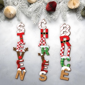 Custom Christmas Name Letter Ornament, Stocking Tag, Christmas Kids Ornament 2025, Christmas Family Letter Ornament, Christmas Tags