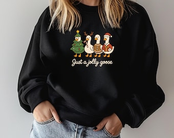 Sudadera Jolly Goose, ropa navideña acogedora, sudaderas navideñas a juego para toda la familia. Tallas desde niños hasta adultos.