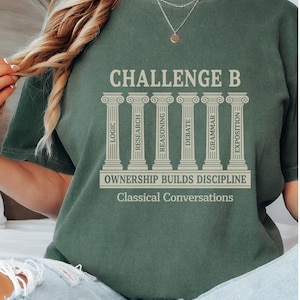 Desafío de Conversaciones Clásicas B, Camiseta unisex teñida en prenda, Camiseta educativa, Camiseta motivacional, Regalo para estudiantes imagen 1