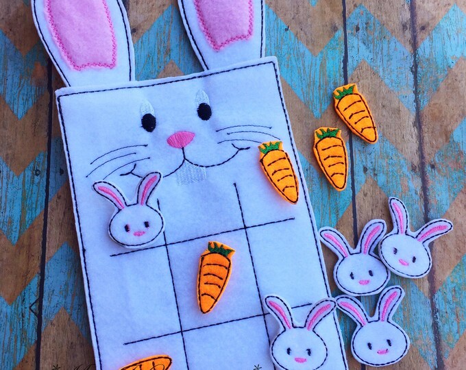 Easter Bunny Felt Tic Tac Toe Game - Toy Fun Kids Cute Gift Travel ...