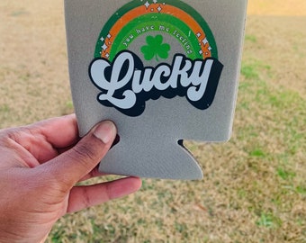 Lucky Can Koozie - Adult Beverages Cold Insulated St. Patrick’s Day - READY TO SHIP