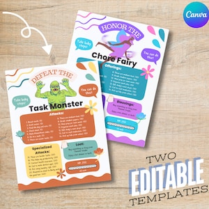 Gamified Task List Printable, ADHD Friendly Chore Chart (Canva Template)