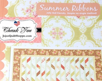 Summer Ribbons Quilt Pattern [Free Ship] Size 57.5" inches (146cm) x 57.5" inches (146cm)by Joanna Figueroa of Fig Tree Quilts& Co SKUFTQ840