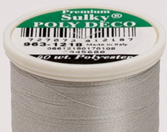 Sulky Premium Poly Deco 40 wt Thread #963 1218 100% Polyester Thread 900yards/820meters 1218 Silver Gray