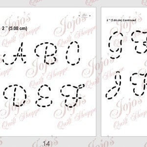 Alphabet/Numbers {Basic Cursive TopStitch} Pre-Printed Paper or Stick N Stitch, ABC Trace-Sew-Embroider-Decor (Choose from 6 Sizes 1/2&quot;-2&quot;)
