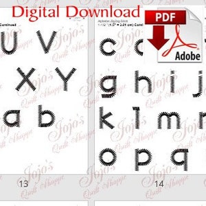 Alphabet/Numbers Zig ZagStitch Adobe PDF Digital Download then Unlimited Print ABC Trace-Sew-Embroider-Decor 1/22 6 Sizes image 1