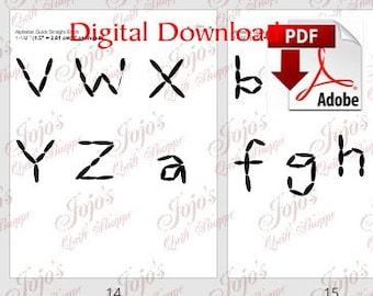 Alphabet/Numbers {Quick Straight Stitch} Adobe PDF Digital Download then Unlimited Print! ABC Trace-Sew-Embroider-Decor (1/2"-2" 6 Sizes)