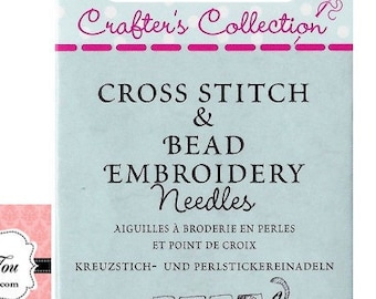 John James Crafters Collection Cross Stitch/Tapestry size 24 and Bead Embroidery Needles Sizes 5 and 7 Total of 14 Needles #JJCC014