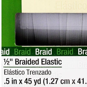 Thin White Flat Elastic 12.7 mm (1/2&quot; Elastic) in 1-Yard Increment, Will Not Melt, .50&quot; inch 9430W Dritz Braided Elastic- Will Not Melt