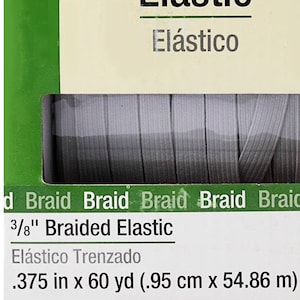 Thin White Flat Elastic 9.53 mm (3/8&quot; Elastic) in 1-Yard Increment, Will Not Melt, .375&quot; inch 9431W Dritz Braided Elastic- Will Not Melt