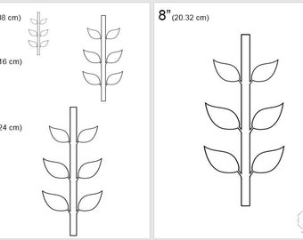 One Dollar Adobe PDF Download then Unlimited Print! SHAPES-Flower_Stem   2", 4", 6", 8" Trace, Template, Guide, Color, Cut-out