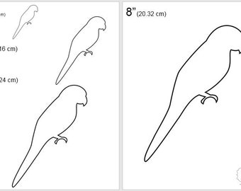 One Dollar Adobe PDF Download then Unlimited Print! SHAPES-Bird 2", 4", 6", 8" Trace, Template, Guide, Color, Cut-out