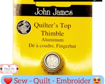 John James Thimble Nickel Plated Sm Aluminum Med/Lg Crimp Top Sizes: Small, Medium, Large, Made in Spain (Colonial Needle) # JJ0635