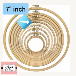 Embroidery/Needlework Hoop 7&quot; inch by Colonial Needle, Round Edge Wooden Hoop with Spring Tension CNEH-7