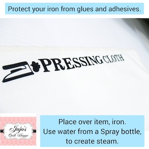 Pressing Cloth, Use to Protect your Iron/Fabric from Adhesive Web Materials, 100% Cotton Muslin, Non-Toxic Material, Made in USA