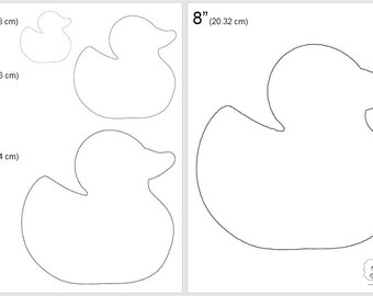 One Dollar Adobe PDF Download then Unlimited Print! SHAPES-Duck   2", 4", 6", 8" Trace, Template, Guide, Color, Cut-out