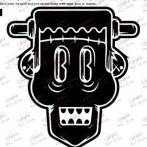 One Dollar Adobe PDF Download/Unlimited Print! MASK-Frankenstein_2   8&quot; Trace, Template, Guide, Color, Cut-out,Applique,Silhouette