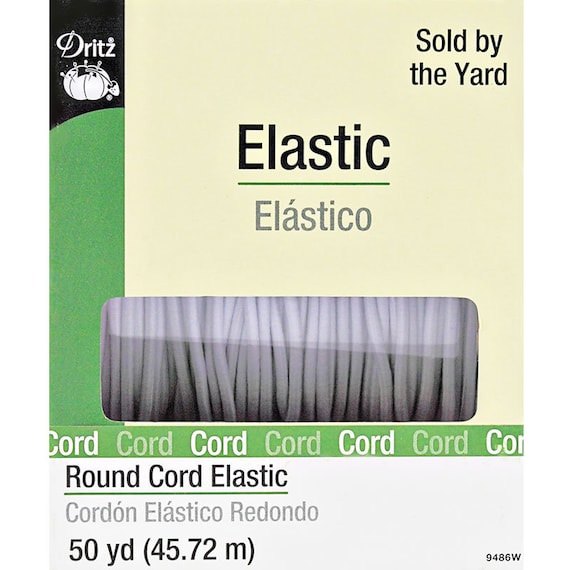 Thick Sturdy Durable Round Elastic Cording/Stretch Cording, White, 1/8" Thick (3.175 mm) By the Yard Dritz SKU 9486W -Does Not Melt