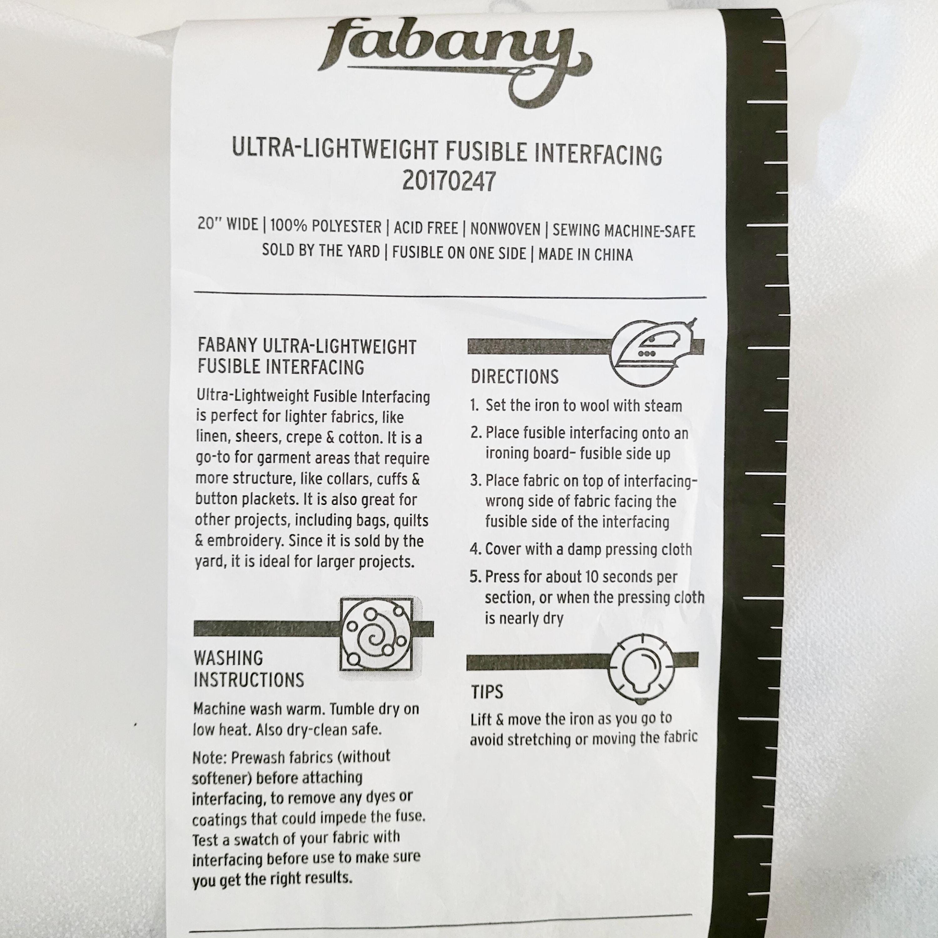 Light Weight Iron Interfacing