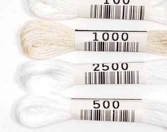 Cosmo Lecien Embroidery {No.25) Floss/Thread 8.75 yards (8 meters) 6 strand #2512 (Learn to Embroider-see Images) White set of 4