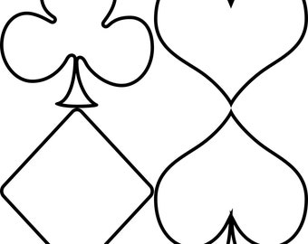 One Dollar Adobe PDF Download then Unlimited Print! SHAPES-Card-club, spade, heart, diamond, 2", 4", 6", 8" Trace, Template,, Color, Cut-out