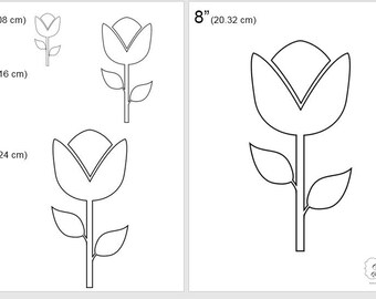 One Dollar Adobe PDF Download then Unlimited Print! SHAPES-Flower_Stem_1   2", 4", 6", 8" Trace, Template, Guide, Color, Cut-out