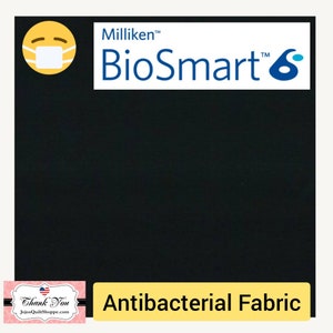 BioSmart Antimicrobial Cloth Fabric for Medical Shirts, Pants, Beanies, Face Masks, Bedsheets, Sheets in Black, 60&quot;-62&quot; wide USA Fabric
