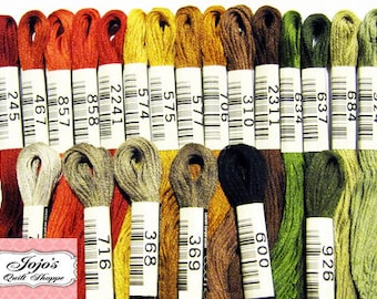 Cosmo Lecien Embroidery {No.25) Floss/Thread 8.75 yards (8 meters) 6 strand skein #2512.  Summer Collection  Assorted Set of 21 colors.