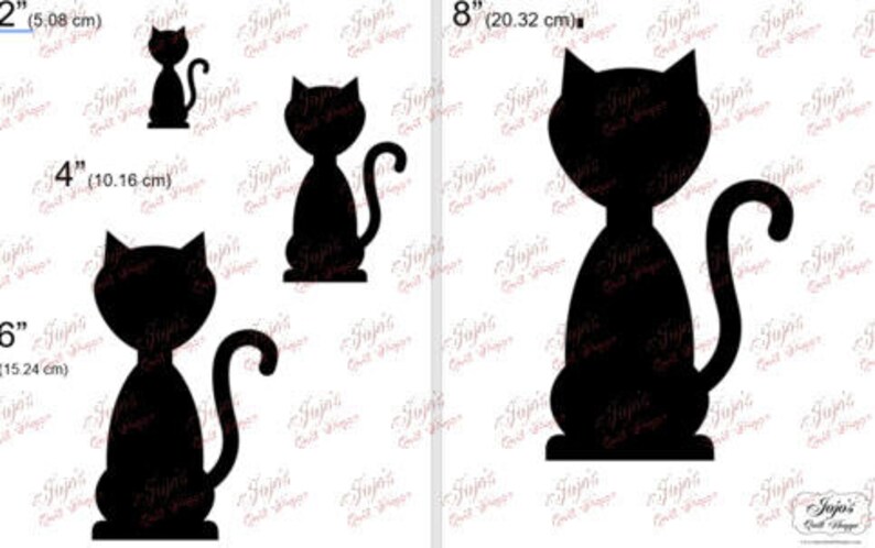 One Dollar Adobe PDF Download and Unlimited Print SHAPES-Cats_27 2, 4, 6,8 Trace, Template, Guide, Color, Cut-out, Applique,Silhouette image 1